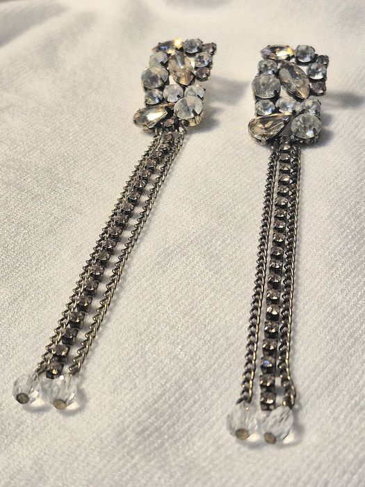 Wiszące Długie Eleganckie Kolczyki Bijou Brigitte Brązowo Białe