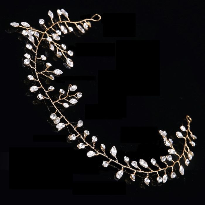 Ozdoby ślubne do włosów, złoto + kryształy