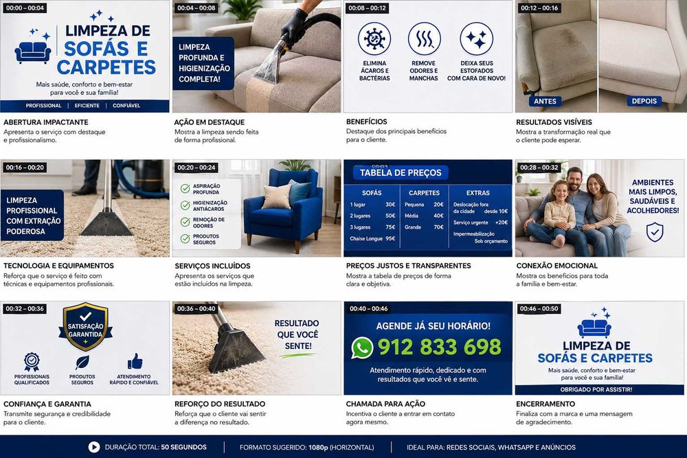 Limpeza a seco do sofa e carpetes