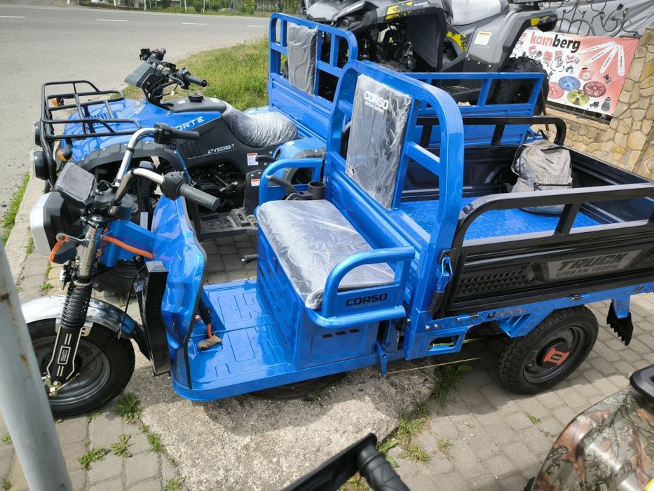 Електричний вантажний трицикл Corso «Truck Urban, двигун 1000W, акум. 72V/45Ah, колеса 375-12