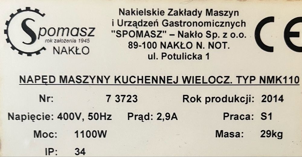 Napęd spomasz NMK110 Maszyna do cięcia flaków flaczarka