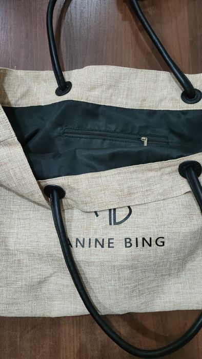 Torebka lniana shopperka Anine Bing