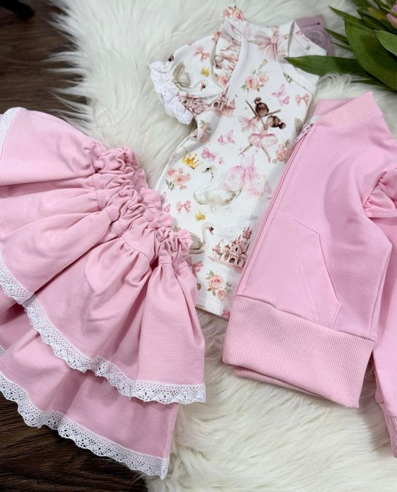 Wyprzedaż!Zula Handmade bluzka w baletnice i łabędzie koronka 86 cm
