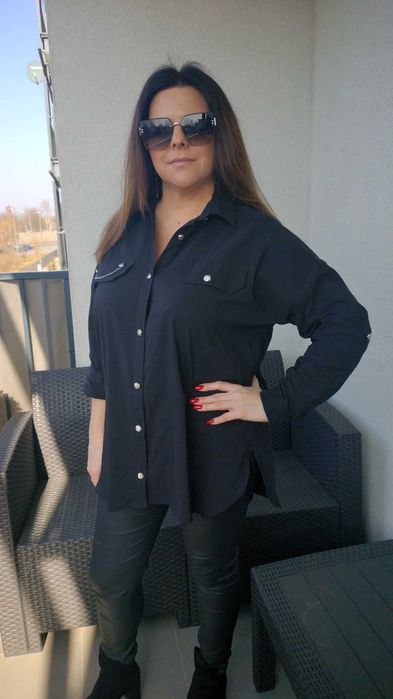 Koszula damska plus size oversize S czarna