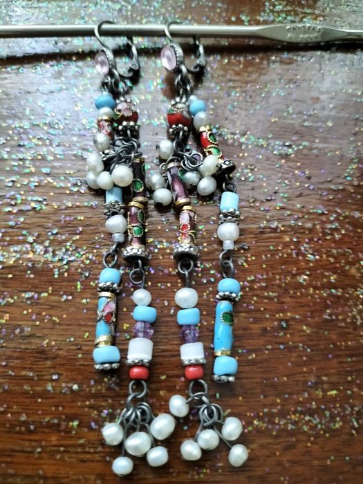 Kolczyki cloisonne- styl boho