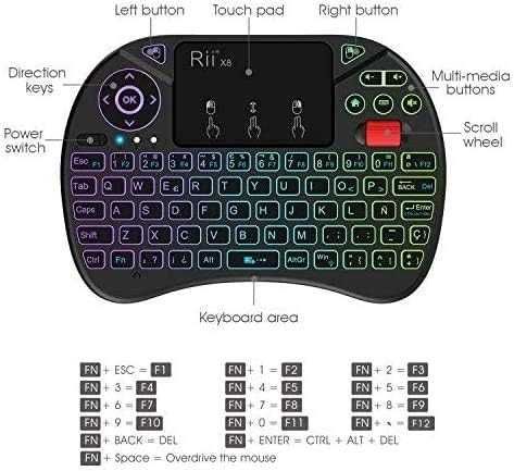 Rii X8 Mini bezprzewodowa klawiatura, z ekranem dotykowym 2,4 GHz
