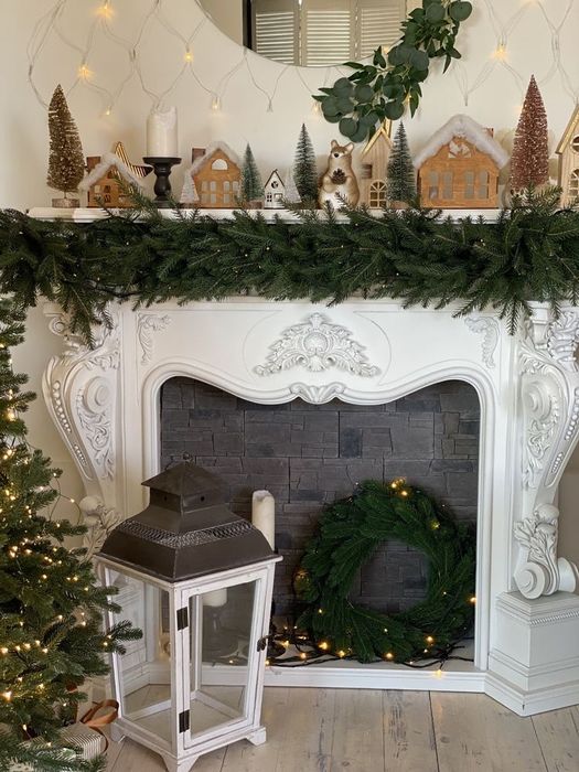 Ялинкова гірлянда на камін,перила.Новорічний декор,штучна лита гілка.