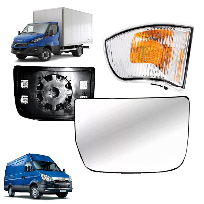 Kierunkowskaz Lewy + Dolny Wkład lusterka Kierowcy Iveco Daily 2006-2025 Ogrzewane Szkło Dolne Lustro + Kierunek lusterka Migacz Lustro Długie Lewe