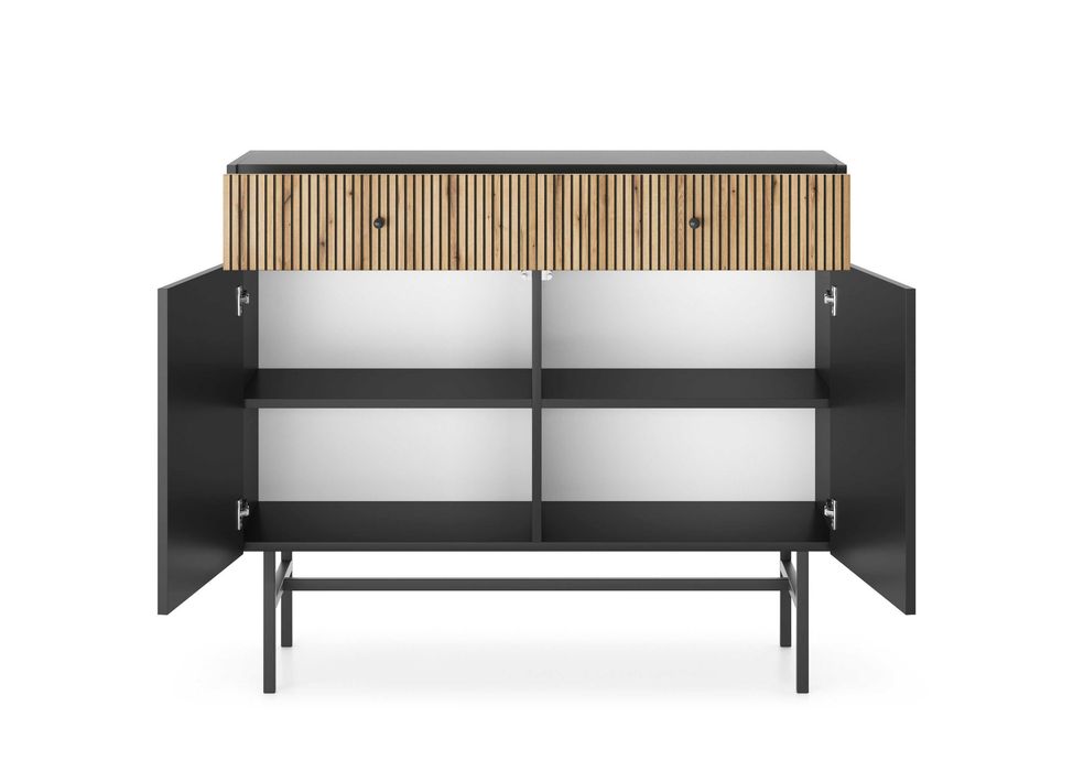 Komoda czarna dąb 104 cm DIVA 2D2SZ - wyprzedaż