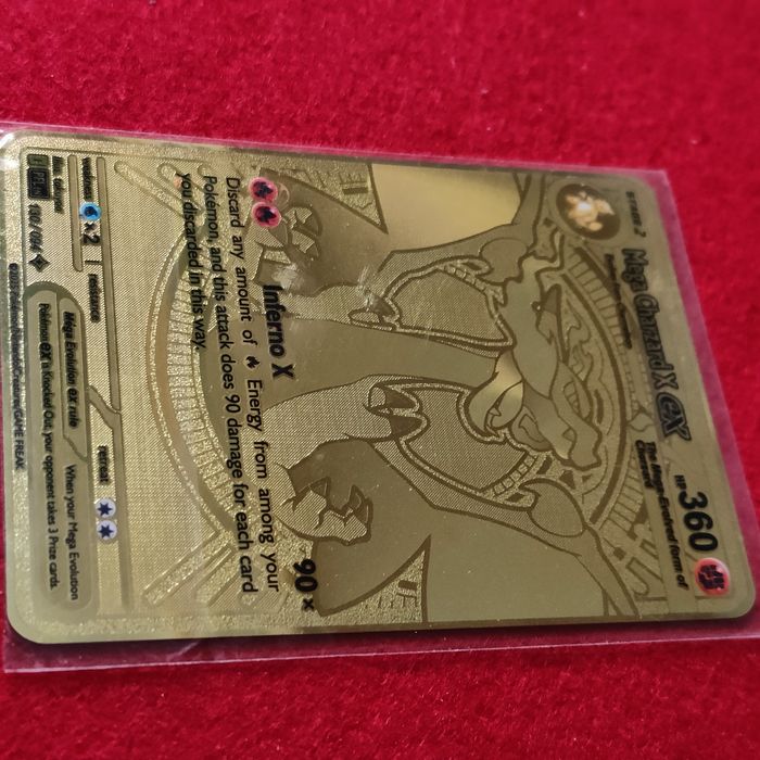 Karta Pokemon Metalowa Złota Mega Charizard X