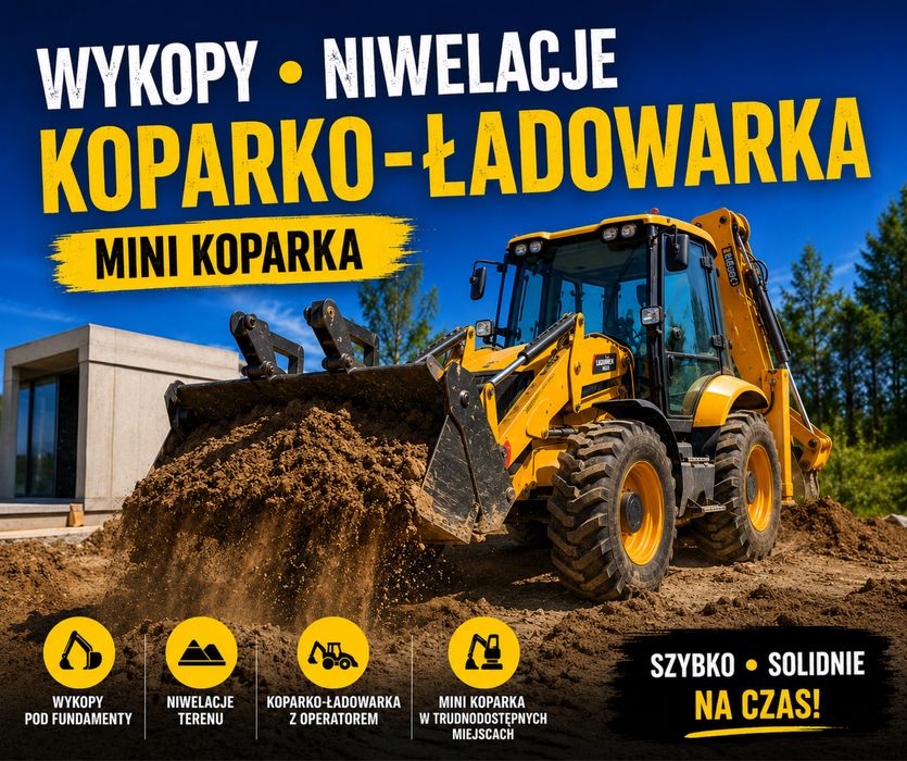 Wykopy pod ławy , Sciaganie humusu Usługi koparko ładowarką minikoparka