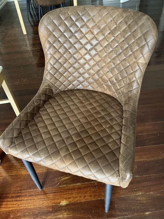 Cadeiras de jantar estofadas castanhas – 8 unidades