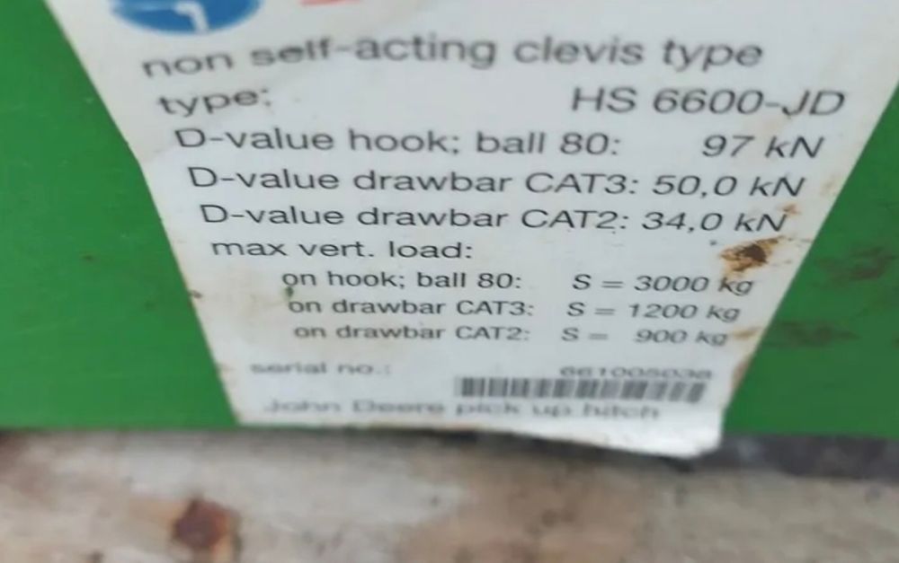 Gancho hidráulico automático John deere 6175, 6185, 6195, 6215 etc...