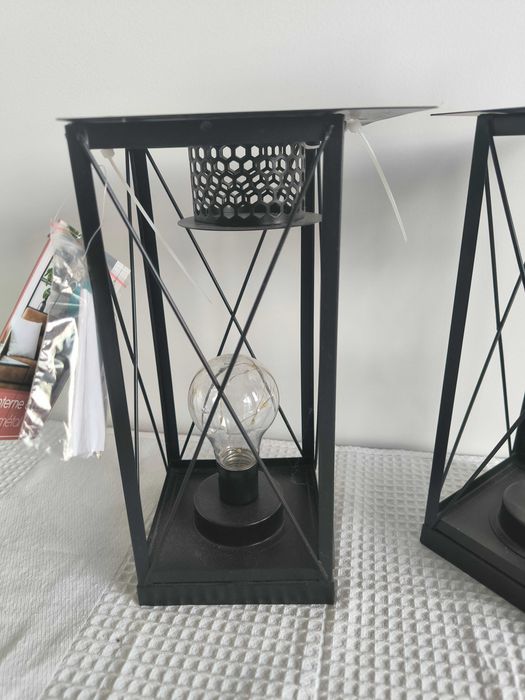 Par de Lanternas Decorativas em Metal com Lâmpada LED