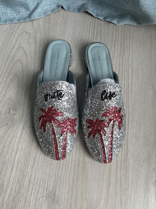 Buty wsuwane Chiara Ferragni 38-39 klapki loafersy baleriny espadryle cekiny