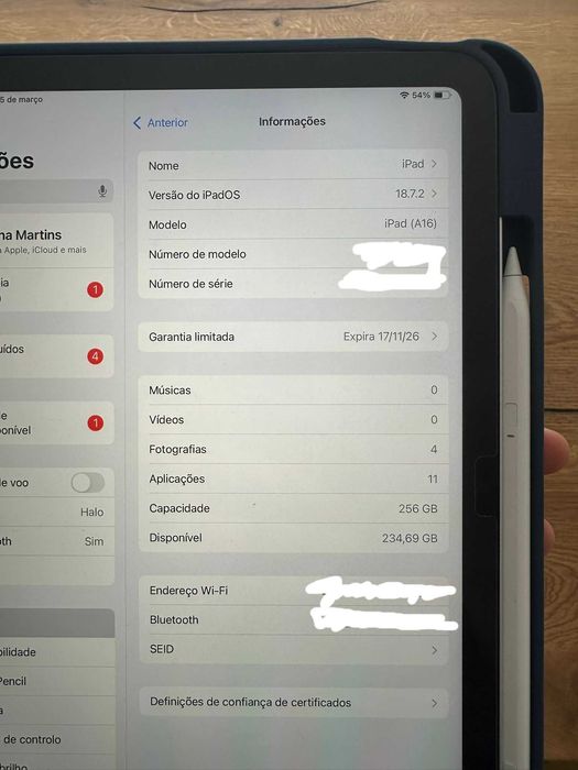 Ipad Apple 11 2025 GB 256 Caneta