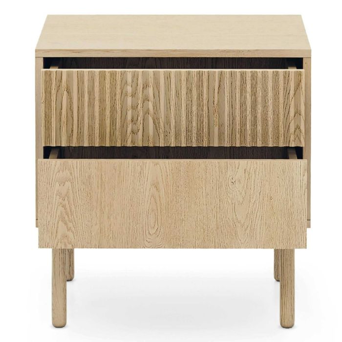 ZZ2244 - Tavo, Stolik nocny z szufladami, Dąb Cremona, ryflowany
