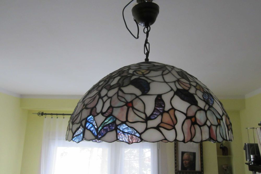 Tiffany lampa witrażowa sufitowa duża