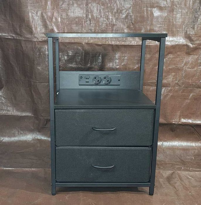 szafka nocna czarna listwa led + usb