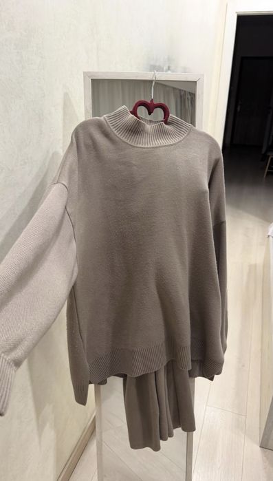 костюм Vovk трикотаж вязка бежевий oversize великий розмір