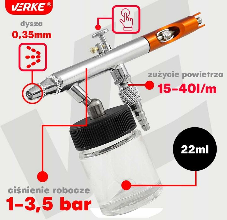 Aerograf malarski lakierniczy precyzyjny  modelarski  22ML