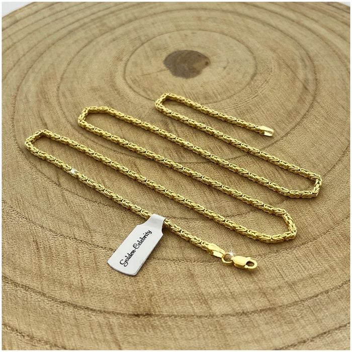 Piękny Damski Naszyjnik Splot Królewski 925/585 Pozłacany Ręczna Robot