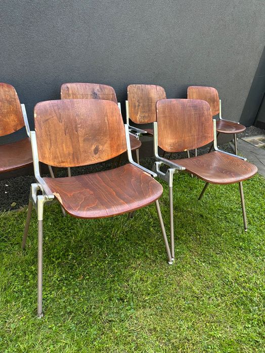 Oryginalne vintage 6 krzeseł DSC 106 Giancarlo Pirettiego dla Castelli