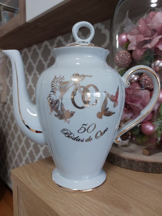 Bule de Chá Vintage, 25cm  em porcelana com selo de certificação