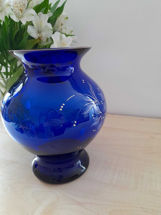 Wazony kobaltowy Lucka Glass DDR