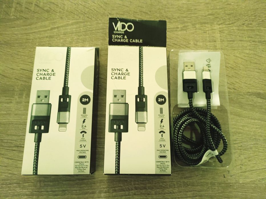 Kabel nowy 2szt 2 m VIDO 2.4 amp 5v iphone lightning opis