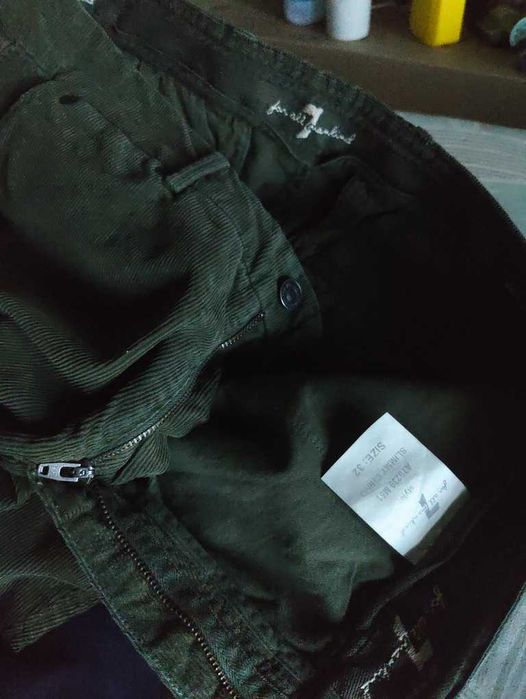 Джинсы (chino вельвет For all mankind USA w32 stretch dark green.