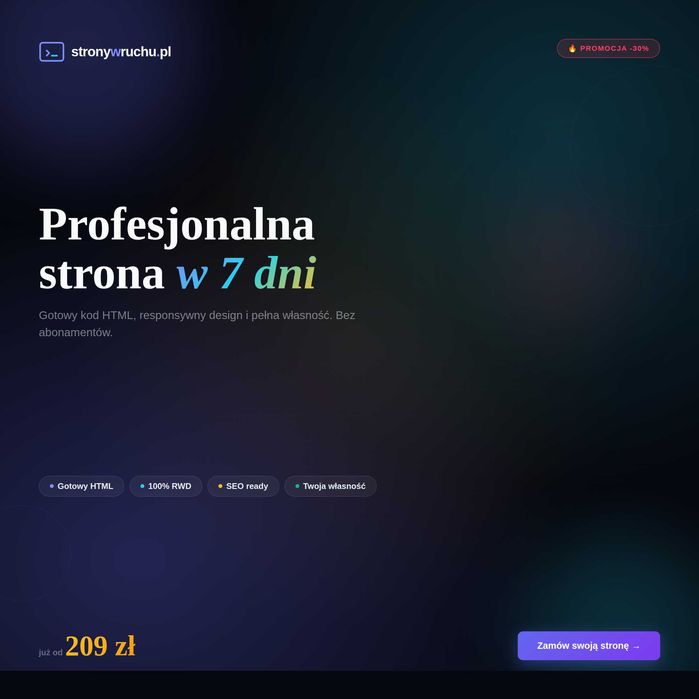 Strona internetowa w 7 dni od 209 zł
