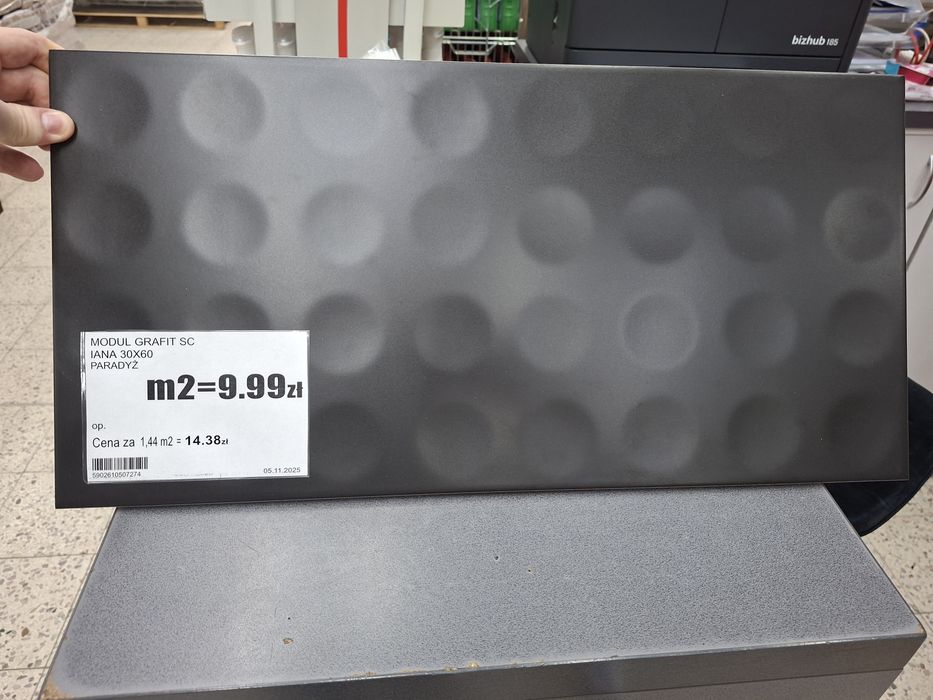 Plytka ścienna czarna moduł grafit Paradyż