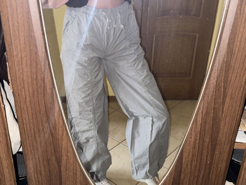 Карго штани сірі балонові y2k джогери на резинці