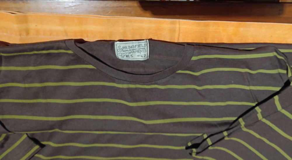 T´Shirt, Manga Comprida, verde, listada  Tam XL 5 -Springfield - Nova