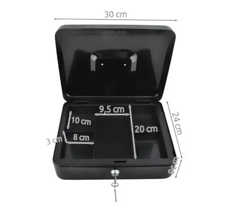 Металева касетна скринька для грошей та документів з ключем Сейф каса