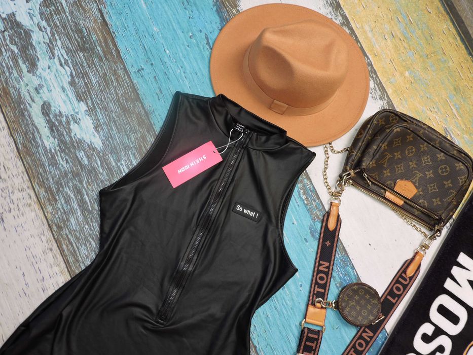 Shein Nowy kombinezon Sexi ala skóra zip zamek 40/42