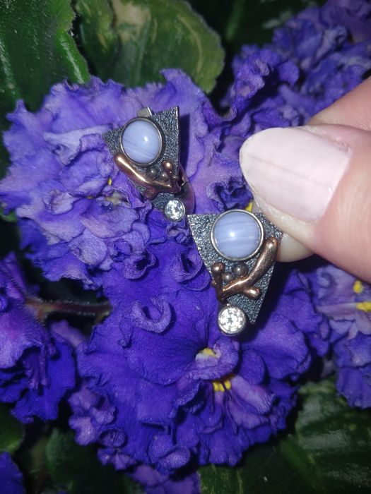 Сережки срібні, серёжки серебряные, серебро  позолота