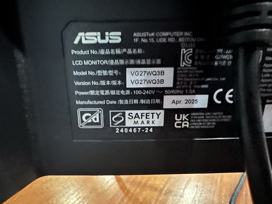 Игровой монитор asus tuf gaming 27 дюймов 2к 180hz