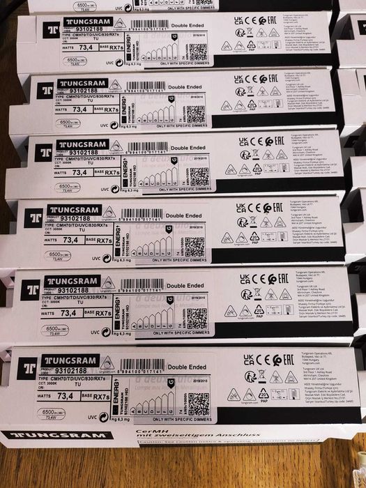 8x Tungsram CerMH CMH70 RX7s 70W 830 Nowe Żarówki Metalohalogenkowe