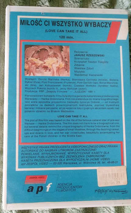 Miłość ci wszystko wybaczy reż. Janusz Rzeszewski VHS