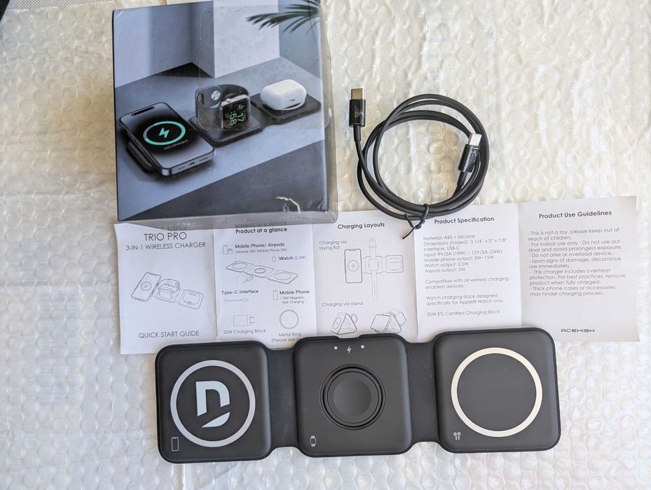 TRIO PRO бездротова зарядка 2 в 1 для iPhone та  навушників ( уцінка )