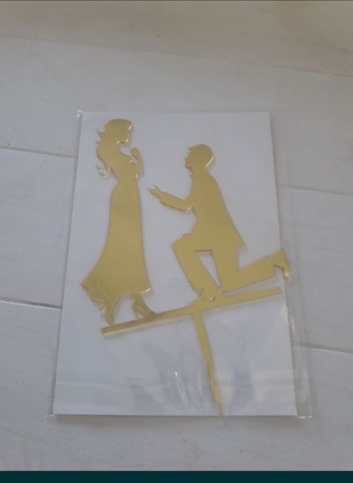 Topper akrylowy ślubny złoty