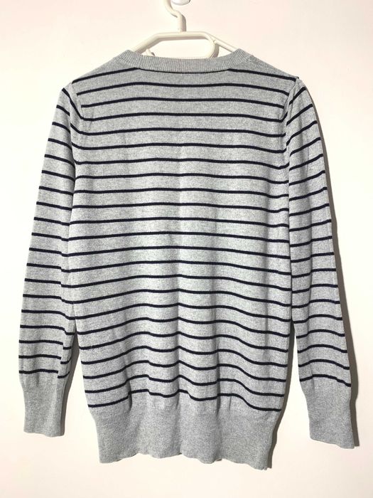 Oasis cienki sweter bluzka w paski kokarda M bawełna wiskoza szary