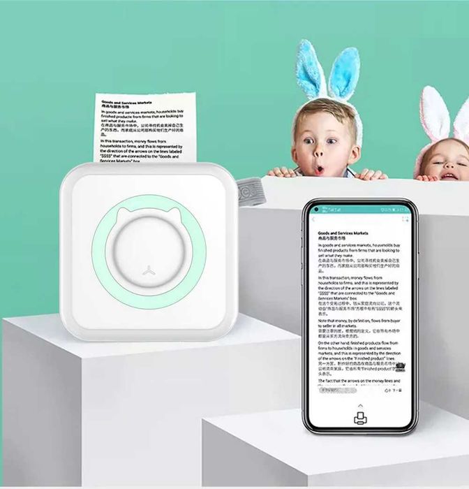 Mini impressora»Portátil»USB»Rolo de papel próprio»Casa/escritório