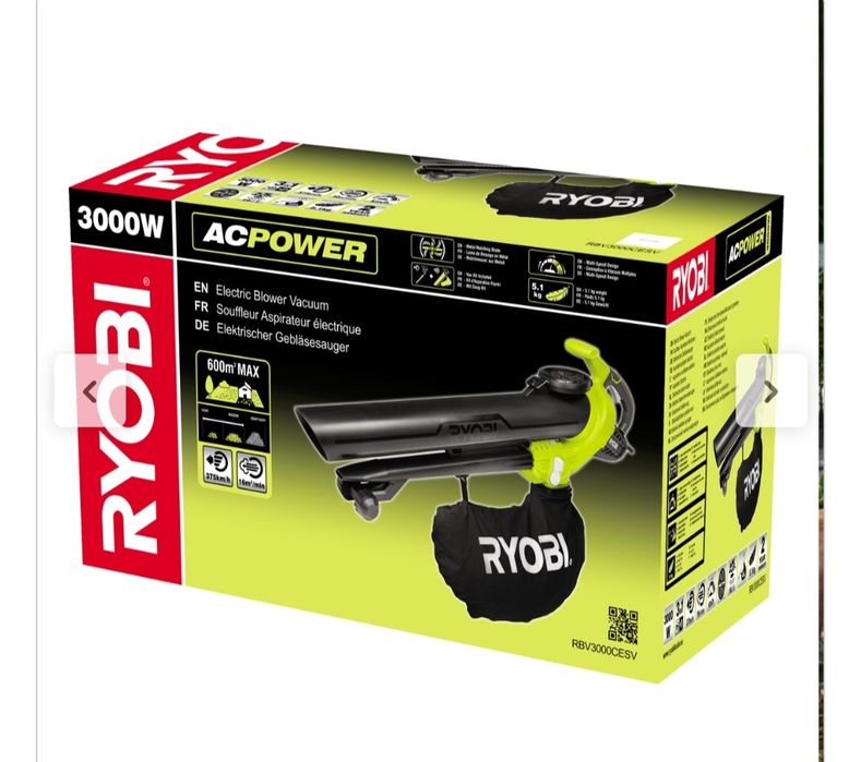 Aspirador soprador de folhas RYOBI RBV 3000CESV 3000W