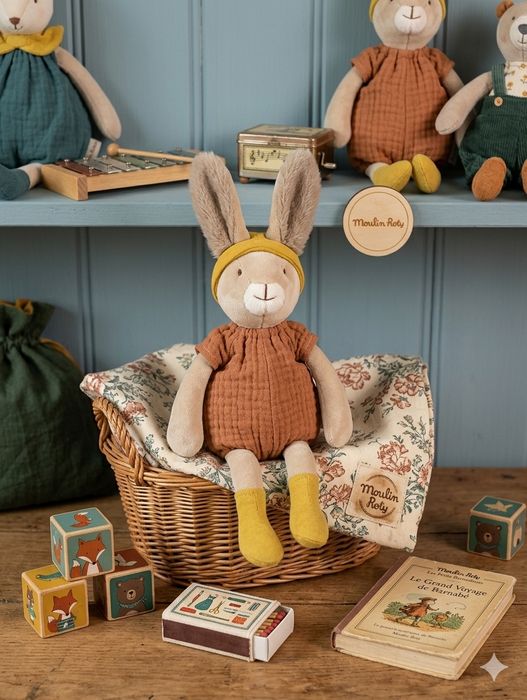Мягкая игрушка Moulin Roty Clay Rabbit, кролик, зайчик, зайка, Франция