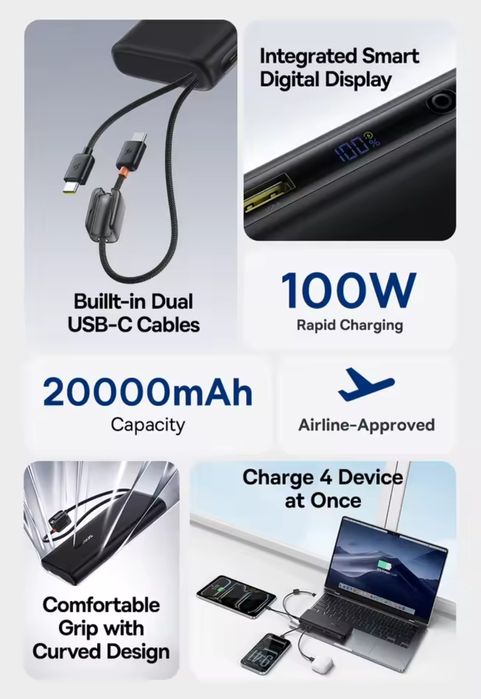 Повербанк Baseus EnerFill FC41 (20000mAh, 100W)