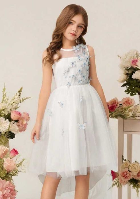 Sukienka dla dziewczynki biała motylki