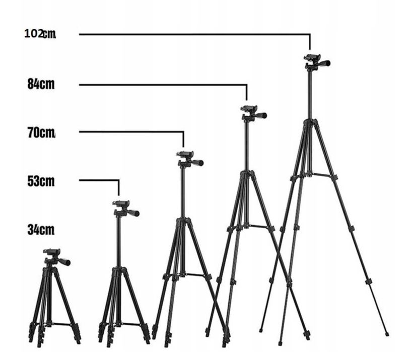 STATYW TRIPOD na telefon aparat regulowany uchwyt + PILOT BLUETOOTH